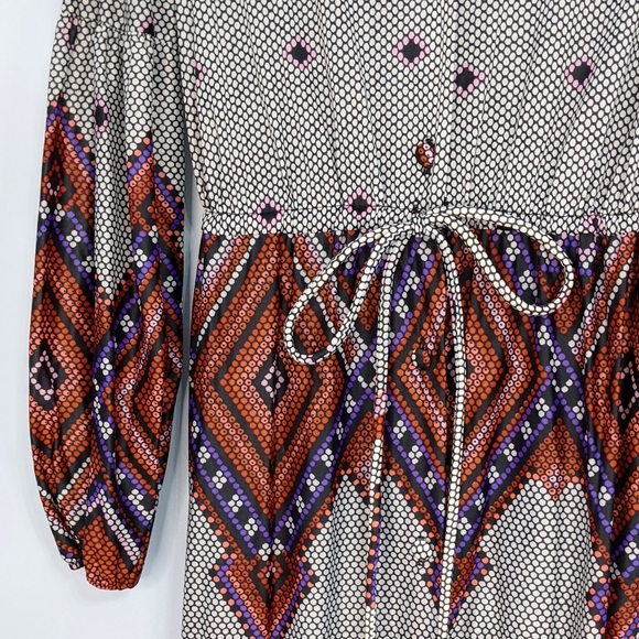 Vintage Van Raalte 70s Tiered Midi Print Dress 14 - Picture 6 of 13